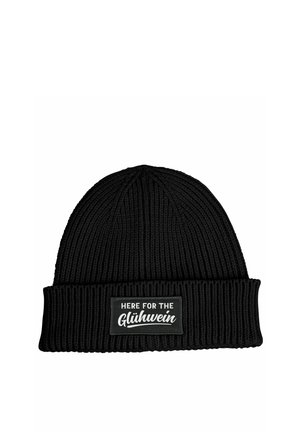 MIT PATCH SPRUCH HERE FOR THE GLÜHWEIN AUFDRUCK LUSTIG - Beanie - schwarz