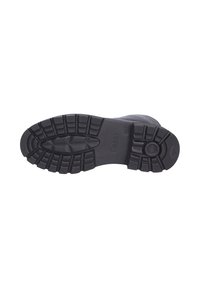 Semelle de chaussure en caoutchouc noir avec un motif texturé et une semelle profonde pour une bonne traction. Comprend le logo "Gabor" et une forme ovale distincte.