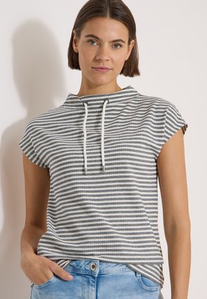 Cecil, T-SHIRT MIT FUNNEL NECK UND STREIFEN - T-shirt imprimé - urban dark blue