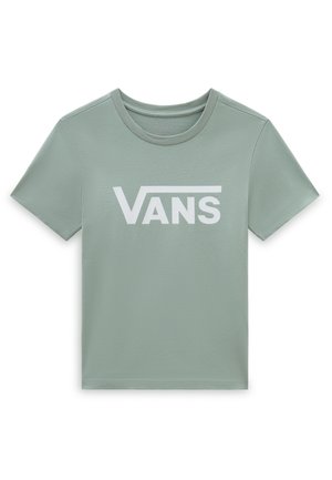 Vaaleanvihreä, lyhythihainen, pyöreäkauluksinen t-paita, jossa valkoinen Vans-logo keskellä rintaa.