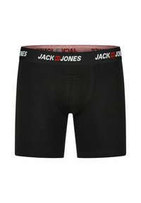 Zwarte boxershorts met een aansluitend ontwerp, gemaakt van zachte stof. Beschikt over een contrasterende elastische tailleband met het logo "JACK & JONES".