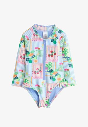 Next, REGULAR FIT - LONG SLEEVE SWIMSUIT . - Badpak - blue stripe vegetable print