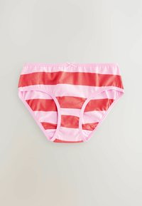 Rosa- und rotgestreifte Baumwollslips mit einer Schleifendetail am Bund, mit glatter Textur und klassischem Hipster-Schnitt.