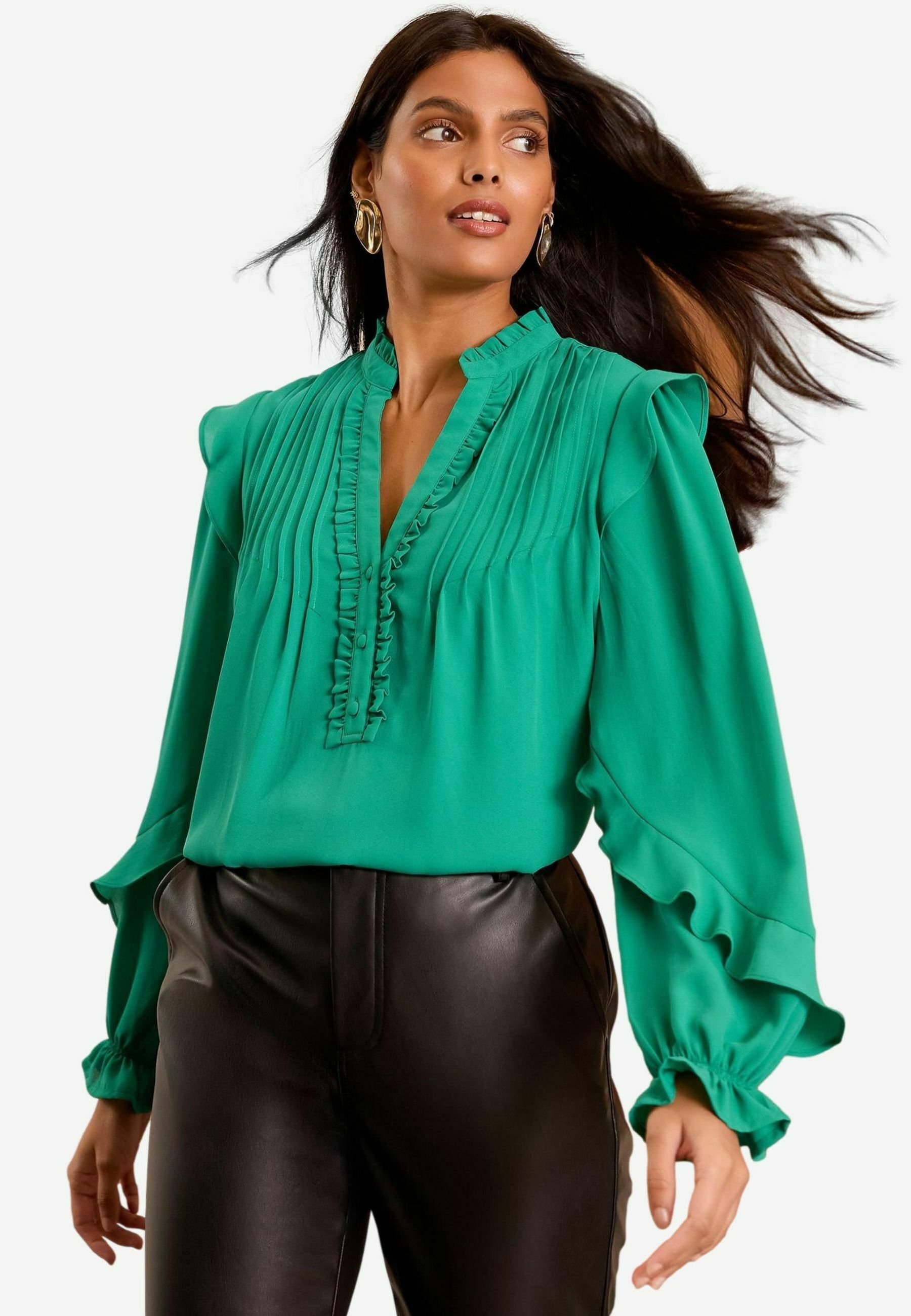 Love & Roses REGULAR FIT - PINTUCK RUFFLE DETAIL NOTCH NECK LONG