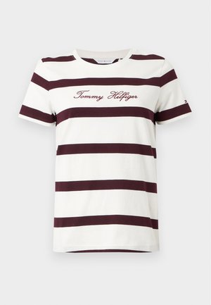 Tommy Hilfiger, SCRIPT  - T-shirt imprimé - ecru/deep burgundy