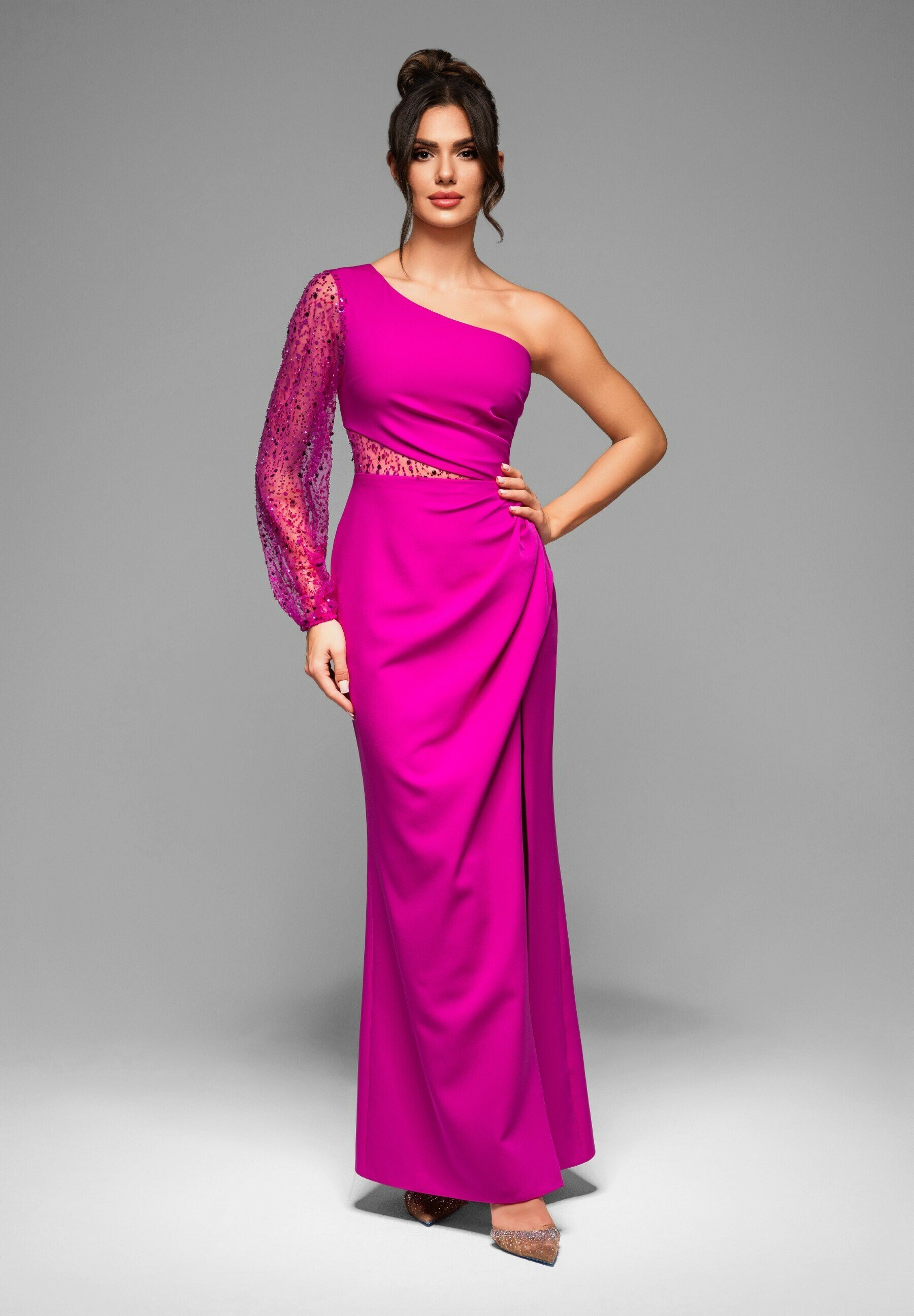 Robe De Soirée NEXT Rose Fuchsia à Bretelles - Taille 12 - Ourlet Bulle Et Transparence - Neuve Avec étiquettes
