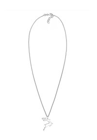 Sølv kædetræknings halskæde med en rensdyr silhuet vedhæng, fint udført med en glat finish og et minimalistisk design.