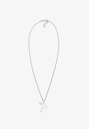 Silberkette mit einem Anhänger in Form eines Rentiers, kunstvoll verarbeitet mit einer glatten Oberfläche und einem minimalistischen Design.