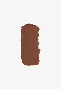 Brown textural paint swatch, matte finish with a thick application, irregular shape, and rich, deep coloration.