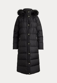 FAUX-FUR-TRIM HOODED DOWN COAT - Down coat - black