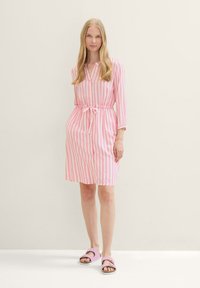 TOM TAILOR GESTREIFTES - Blusenkleid - pink offwhite stripe