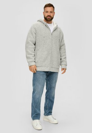 AUS TEDDY-PLÜSCH - Strickjacke - grau meliert