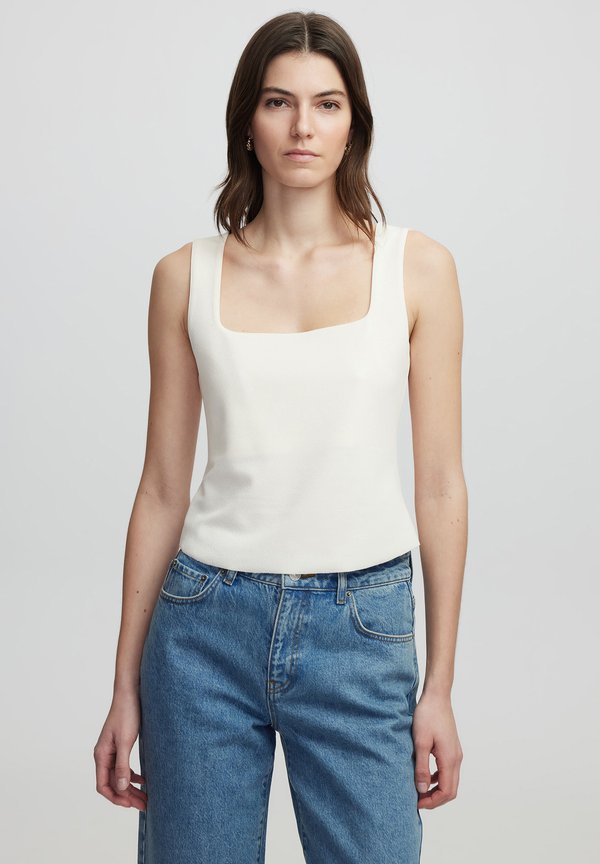 SLIM FIT SQUARE NECK - Bluse - ecru