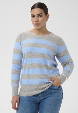 STRIPED - Svetrík - light grey mel/blue melange