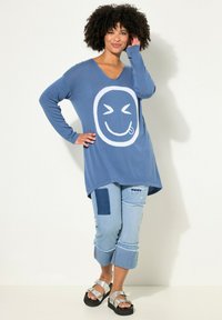 Angel of Style SMILEY V-NECK LONG SLEEVES - Strickpullover - blue denim
