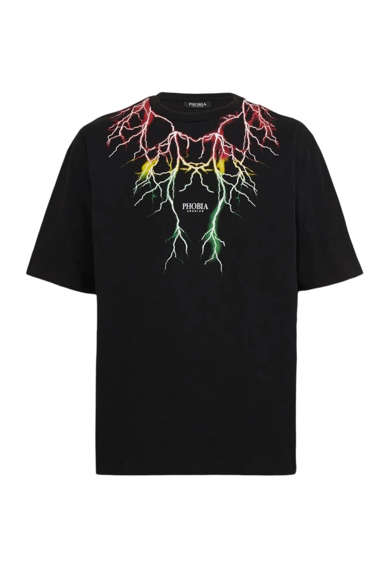 PHOBIA ARCHIVE FULMINI - T-shirt con stampa - nero-rosso-giallo-verde