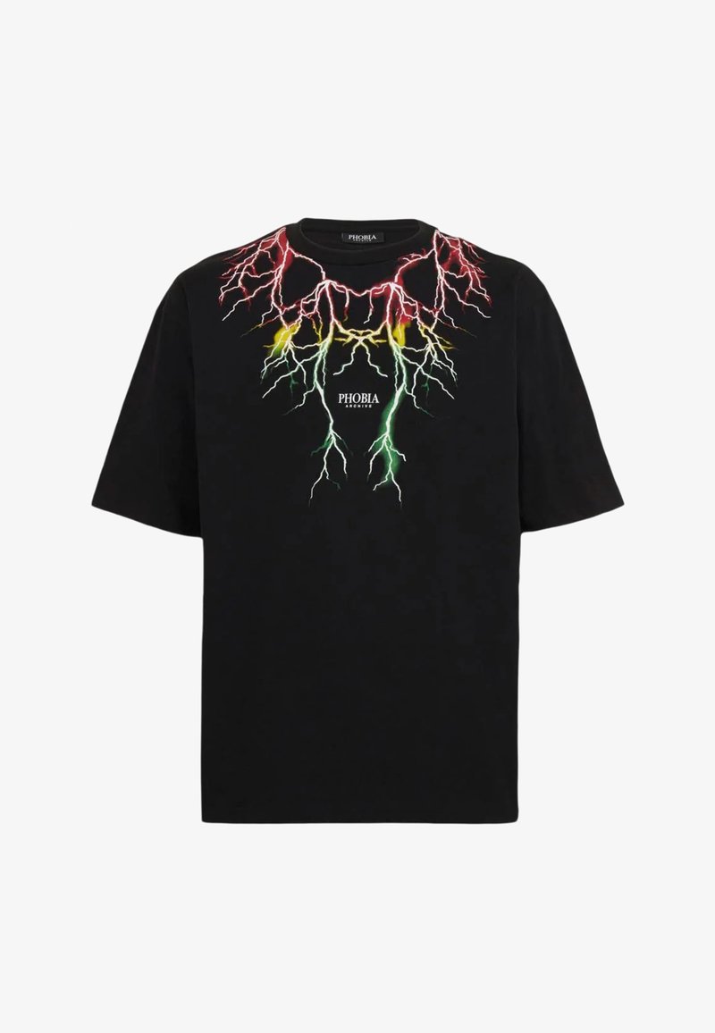 PHOBIA ARCHIVE FULMINI - T-shirt con stampa - nero-rosso-giallo-verde