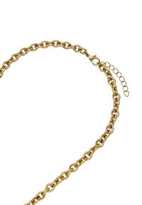 Złota metalowa naszyjnik na łańcuszku z połączonymi owalnymi ogniwami. Posiada zapięcie typu lobster i regulowany łańcuszek przedłużający dla większej wszechstronności rozmiaru.