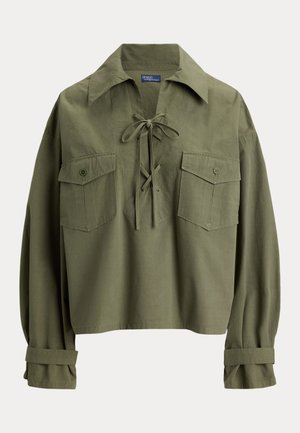 Polo Ralph Lauren, LACE-UP COTTON SHIRT - Blouse - olive