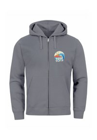 Neverless MIT LOGO-PRINT WELLE RETRO MOTIV FASHION STREETSTYLE  - Zip-up sweatshirt - convoy grey