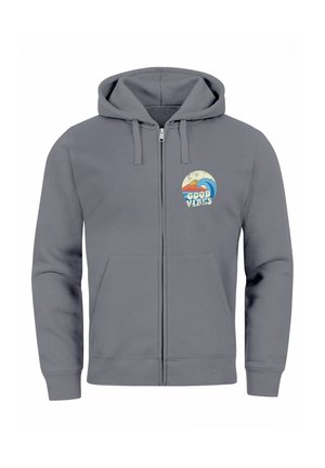 MIT LOGO-PRINT WELLE RETRO MOTIV FASHION STREETSTYLE  - Zip-up sweatshirt - convoy grey