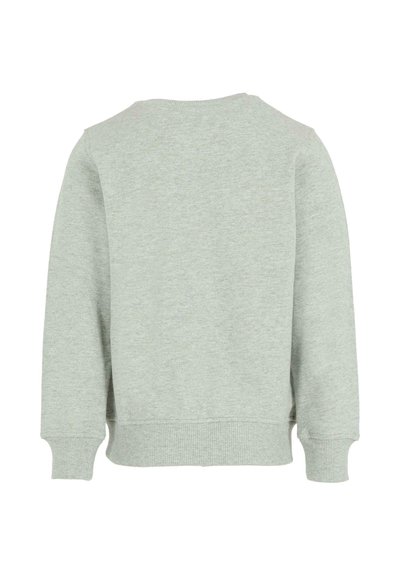Felpa grigia chiara con maniche lunghe, scollatura rotonda, polsini e orlo a coste. Realizzata in un morbido tessuto testurizzato, presenta un design semplice.