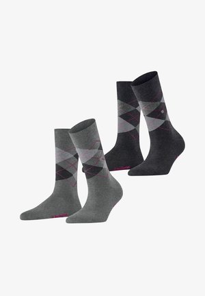 Burlington, 2ER PACK - ARGYLE, RAUTENMUSTER, CLIP, - Socks - schwarz grau