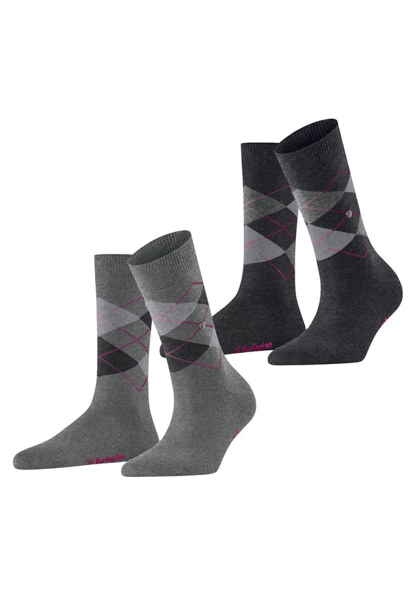 2ER PACK - ARGYLE, RAUTENMUSTER, CLIP, ONESIZE - Socken - schwarz grau