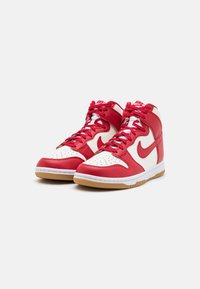 Nike Sportswear DUNK HIGH - Höga sneakers - sail/gym red/light brown/white