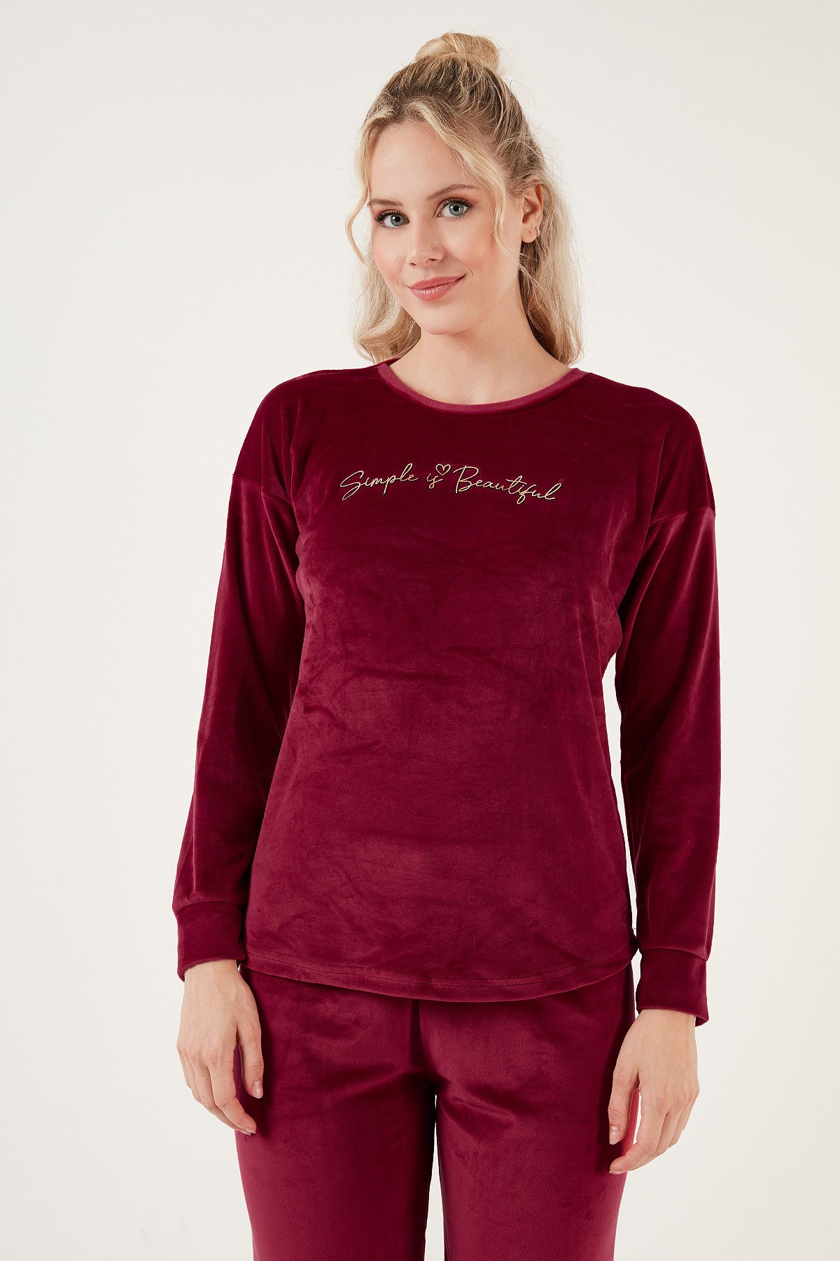 Ensemble de pyjama femme en gaze de coton bio Daphné - Bordeaux - Pyjamas Hestia