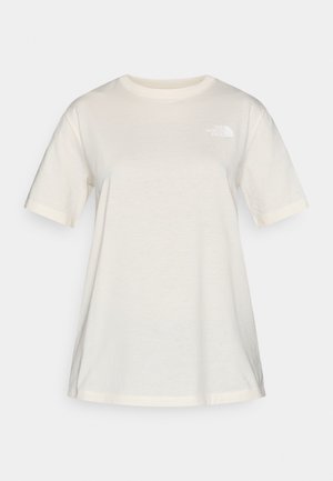 Baumwoll-T-Shirt in hellem Creme, mit kurzen Ärmeln, rundem Ausschnitt und kleinem Logo auf der Brust. Weiche Textur mit lockerem Schnitt.