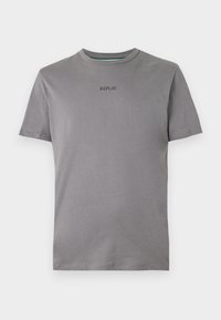 Grijze short-sleeve t-shirt van zachte katoen, met een ronde hals en een klein "REPLAY" logo in het zwart op de voorkant.