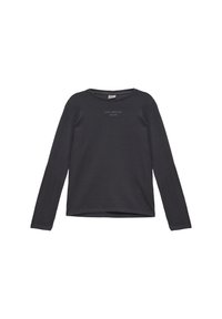 Czarna koszula z długim rękawem o okrągłym dekolcie i subtelnym wzorze teksturowym. Posiada minimalistyczne detale logo na przodzie.