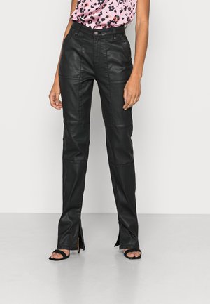 Trousers - coated denim