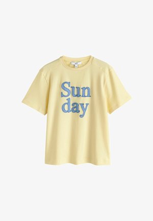 Next, REGULAR FIT - HEAVYWEIGHT CREW NECK T-SHIRT - T-Shirt print - yellow 'sunday' graphic
