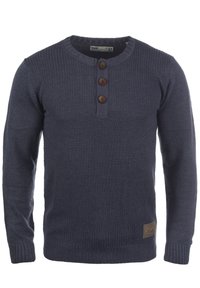 Solid Strickpullover - mottled blue