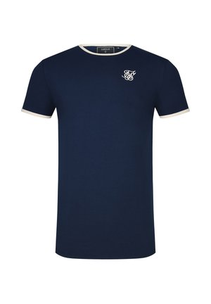 SIKSILK, RINGER - Basic T-shirt - navy ecru