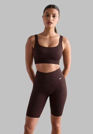 aim’n® RIBBED HIGH SEAMLESS BIKER SHORT - Leggings - cacao