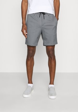 Graue Shorts aus leichtem Stoff, mit elastischem Bund und Kordelzug, seitlichen Taschen und geradem Schnitt.