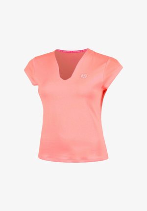 BIDI BADU, T-SHIRT V-NECK T-SHIRT W - T-Shirt basic - neon rosa logo white
