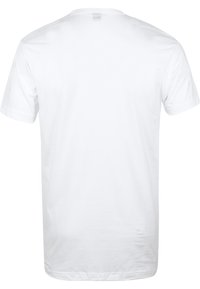 Witte katoenen t-shirt met korte mouwen, ronde halslijn en een gladde textuur. Geen zichtbare patronen of afbeeldingen. Standaard pasvorm.