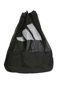 Zwarte gaas trekzak met een massieve zwarte bodem. Kenmerkt zich door een opvallend wit logo op het gaasgedeelte. Lichtgewicht en flexibele vormgeving.