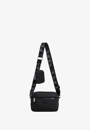 Borsa a tracolla nera con tasca frontale con zip e mini pochette staccabile, con tracolla larga regolabile con scritta "Pepe Jeans".