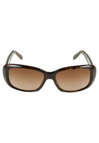 Ochelari de soare cu model tortoiseshell maro, cu lentile ovale, un cadru lat și brațe subțiri. Lentilele se întunecă treptat oferind un efect de umbrire.