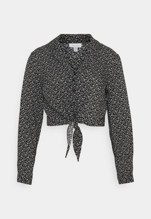 CONVERSATION TIE FRONT SPUN - Blouse - black