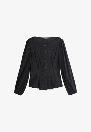 Next, REGULAR FIT - LONG SLEEVE BOATNECK TEXTURED BUTTON-FRONT - Bluse - black