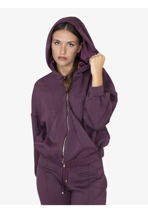 Felpa con zip - rosso scuro