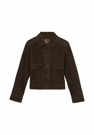 Reiss REGULAR FIT - HANSON TRUCKER - Kožená bunda - chocolate brown