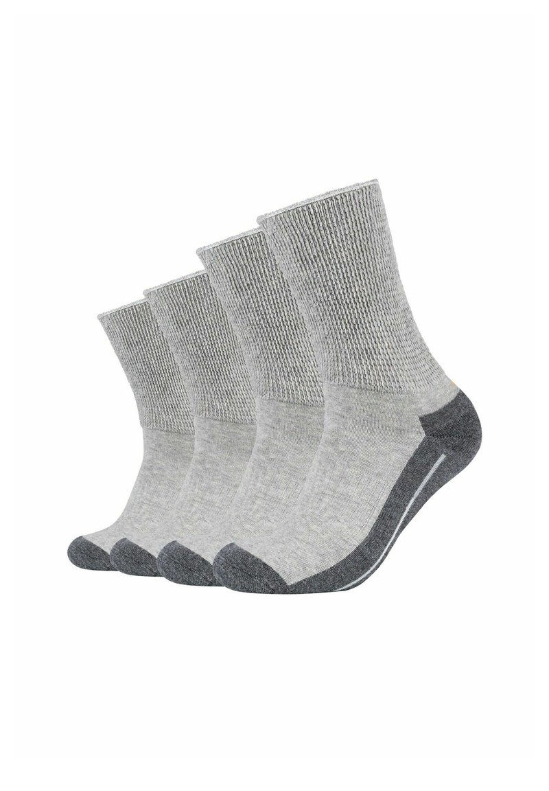 Grå bomuldsstrømper i sæt af fire med ribbet overdel, forstærket hæl og tå samt mørkegrå accenter på tåen og siden.