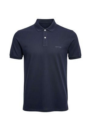 Polo blu navy a maniche corte con due bottoni bianchi e piccolo logo "ASPESI" sul petto sinistro.